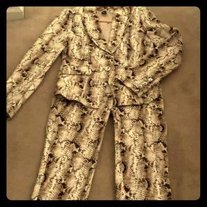 Black house white market animal print pants suit